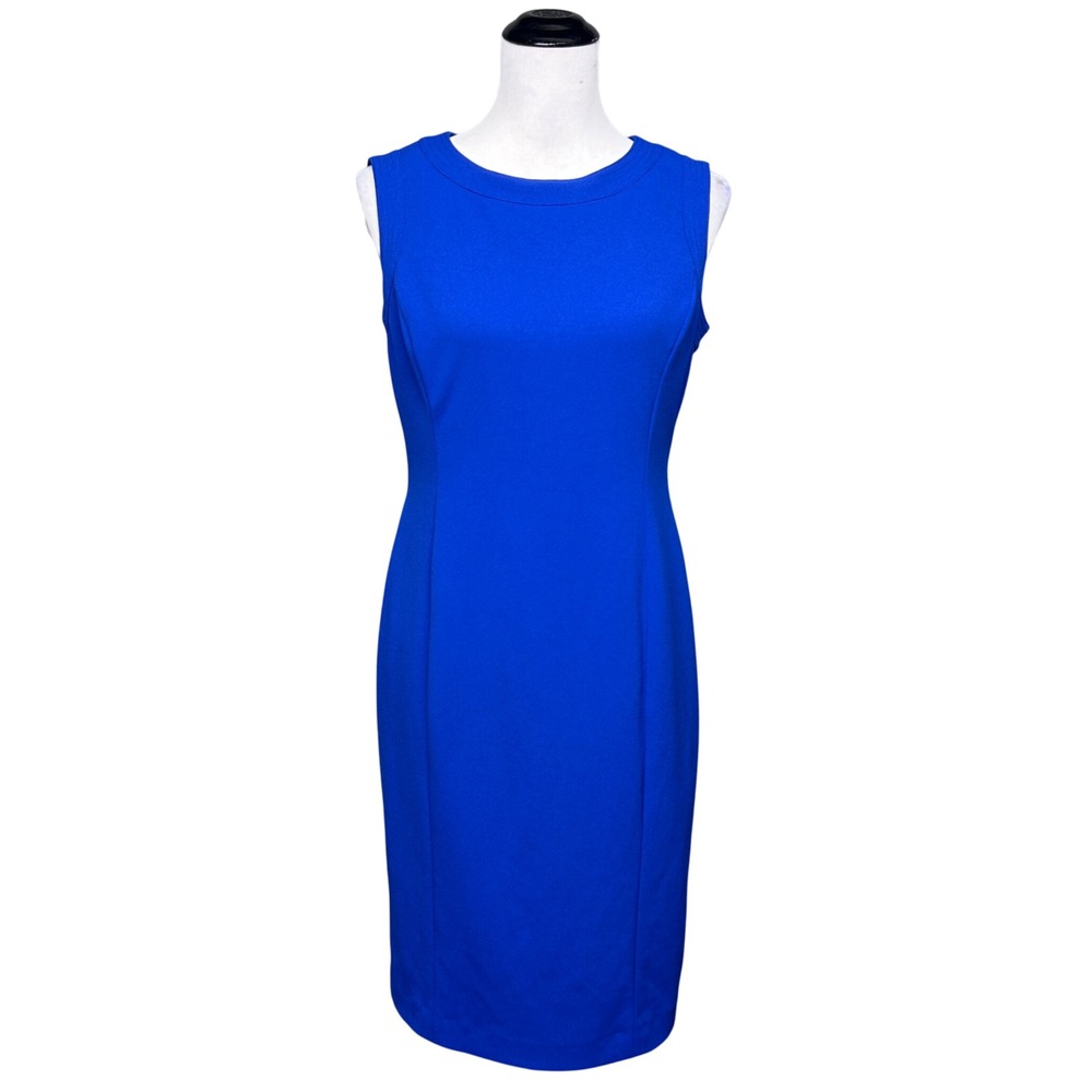 Kasper Sheath Dress Womens Size 4 Blue Sleeveless Career Workwear Corporate